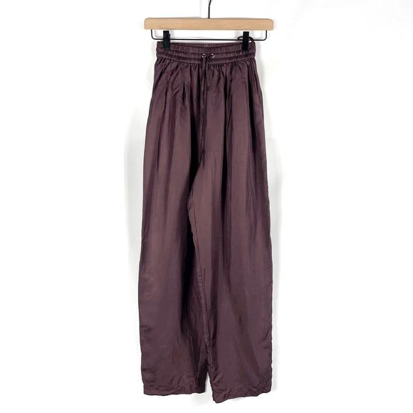 Silk Laundry Slouch Pull On Pants Brown Silk Elastic Waist Pleated‎ Ankle Sz XS - Picture 4 of 13